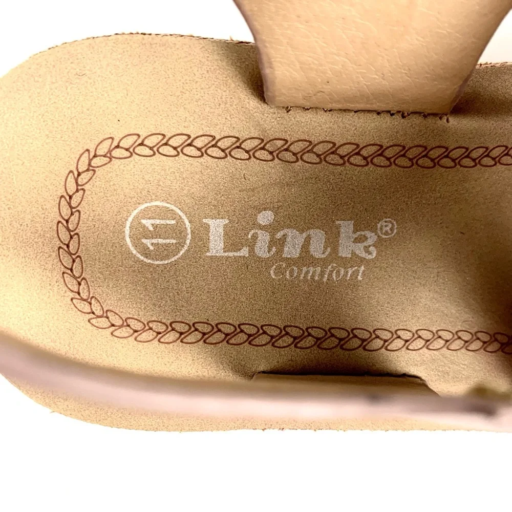 Link Comfort Girls Faux Leather Tan Strappy Sandals Size 11